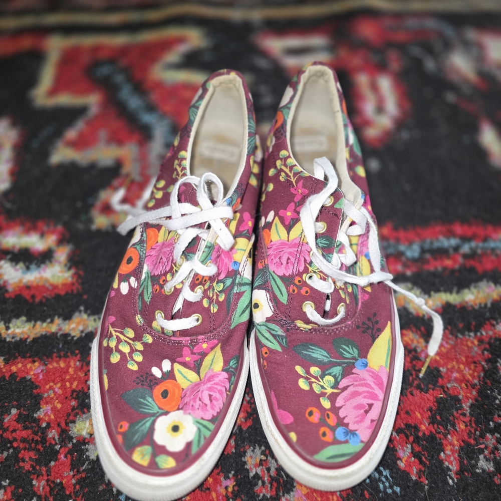 Keds Burgundy Rifle Paper Sneakers